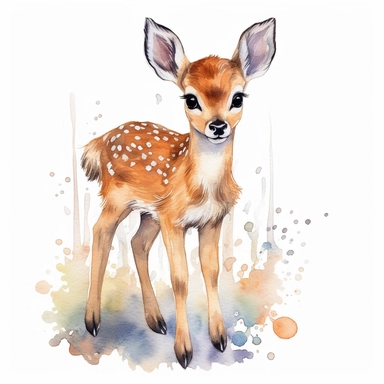 Watercolour cute realistic deer in the wood, woodland animal, ultra detailed ultra photoreal intricate detailed beautiful magnificent deer with perfect beautiful realistic eyes and intricate facial features four perfect legs and paws realistic detailed, png image, high definition, 300dpi, graphic clipart, computer graphics