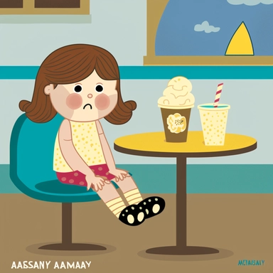 But as the day went on, Amy started to feel tired. Her feet were sore, and she was thirsty. Her parents suggested they take a break and sit down for some ice cream. Amy loved ice cream, so she eagerly agreed clipart