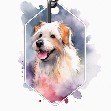 Watercolor dog tag clipart, white isolated background, space out, hd
