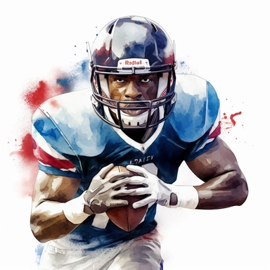 Award winning hyper detail watercolour american football player, white background, clipart