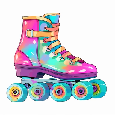 Cute Beautiful Retro 90s Color Roller skates watercolor Sublimation Clipart,Cartoon, hyper realistic, intricate detail, illustration style,high solution,on the white background