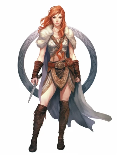 clipart, female Viking warrior, shield maiden full body, watercolor