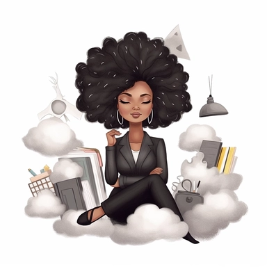 imagination, Boss lady black girl clipart, white background