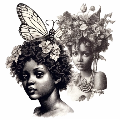 vintage clipart illustrations from a book on afrocentric faeries
