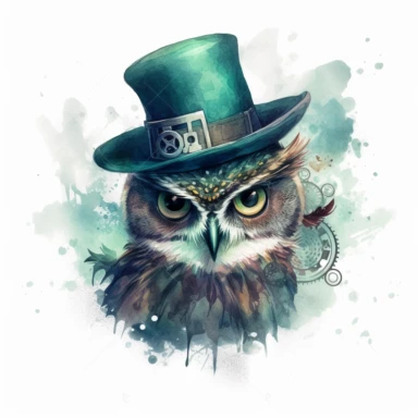 witch owl wearing a witch hat , in the style of mystic mechanisms ,pencil art illustrations, Isolated white background, reimagined by industrial light and magic, lith printing, illusory images, watercolor clipart, very subtle emerald tones, , ,