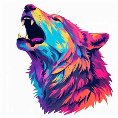 vivid Howling Wolf clipart 8k
