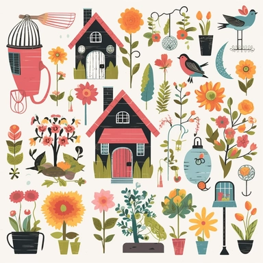 clipart set garden themed