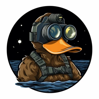a clipart cartoon vector of a duck wearing night vision
