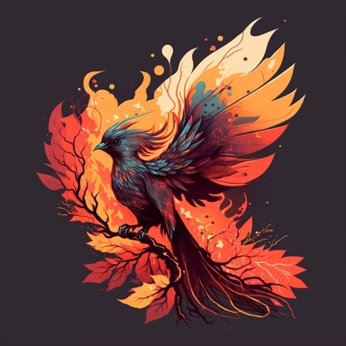 Envision a captivating vector illustration, featuring a cute baby phoenix, aglow with warm hues, arising from a cloud of smoky ashes. The scene, symbolic of rebirth, contrasts the fiery vibrance of the phoenix with the monochrome ashes below. Executed in a lively gradient, the phoenix's fiery plumage transitions through a warm tonal range, the colors striking against the white background. The illustration's style blends the principles of clipart and the vibrant color gradients, manifesting in a 