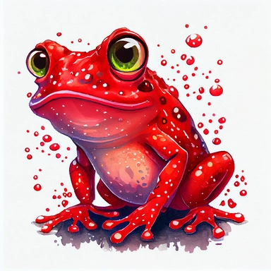 funny red rubby with diamond shine color, magic frog with funny dots, cartoon style, white background, black outside lines, designs, white background, watercolor pencil drawing, small details, digital art, clipart, super acurate, –testp, pixar,