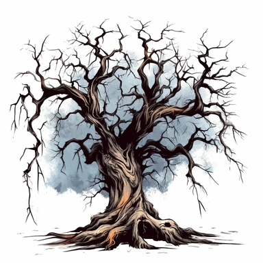 Spooky Tree Halloween Clipart on a white background