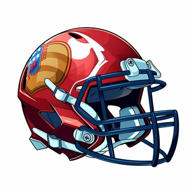 American football and helmet, cartoonish design, 2D illustration, clipart