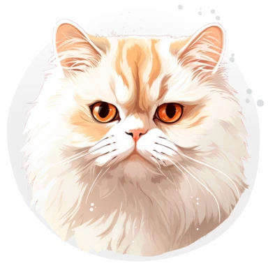 sweet happy content persian cat, vector art, clipart, white background, rounded corners