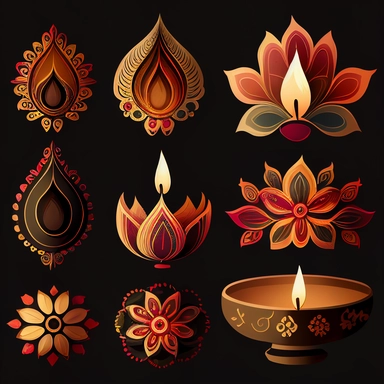 Diwali clipart set vector image
