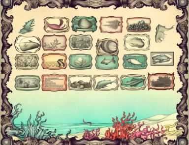 blank ephemera paper page with ornate border illustrations vintage ocean coastal elements pencil sketch , greeting card design, old botanical books style drawing, vintage, distressed textures, muted colors, craft paper texture, handwriting lines in background, pen and ink on paper with watercolor washes Watercolor, vector, white background, rice paper texture, clipart, flat illustration, outlined , Vector, 4K, Art station, digital print, highly detailed clean, detailed illustration, 3D vector ar