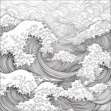 ocean, b&w lineart, minimalist style, white background, full body, picture, coloring book style on white background, well composed, clean coloring book page, No dither, no gradient, strong outline, No fill, No solids, vector illustration, clipart, simple, cartoon –ar 9:11 –v 5