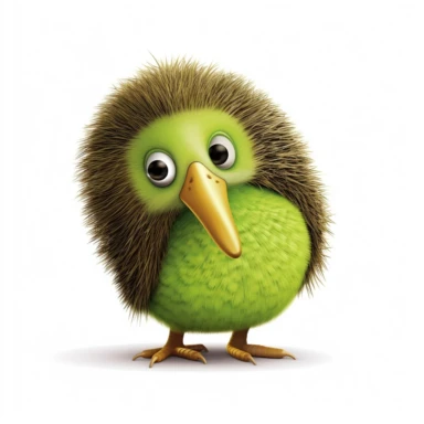 cute one Kiwi Clipart cartoon realistic white background
