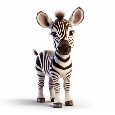ultra-realistic photo of adorable baby zebra, happy, cute, adorable, happy, isolated on a white background, clipart, nursery