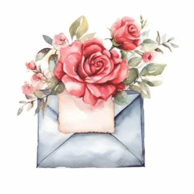 love letter watercolor clipart