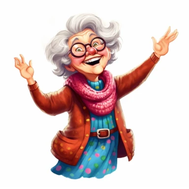 Happy Funny Old Lady Clipart, white background