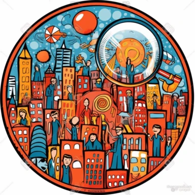 vector graphic design clipart simple society under observation symbolic, magnifier,