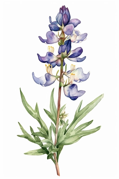 watercolor, Bluebonnet flower, clipart hd, on white background, dreamy, spaced out