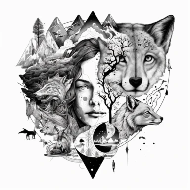 all beings, objects, and phenomena are intimately connected and that everything is part of a larger whole, line art, clipart
