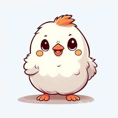 a kawaii chicken clipart, white background