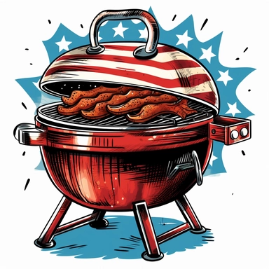american flag barbeque grill, clipart