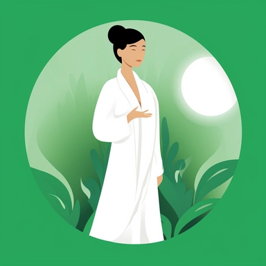 A clipart image of a girl in a white spa robe is isolated on a green background. She is depicted in a relaxed and serene pose, evoking the peaceful atmosphere of a spa. The white spa robe suggests purity and cleanliness, highlighting the hygienic and rejuvenating benefits of spa treatments. The clipart can be used in various contexts, such as on a website, brochure or flyer, to promote a spa or wellness center