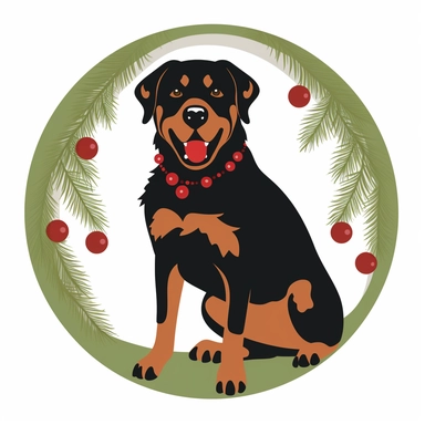 Smiling Rottweiler dog, full body, round christmas ornament, Cricut Silhouette Graphics Dog white background SVG Dxf EPS Png Cdr Ai Pdf Vector Art Clipart instant download Digital Cut Print File