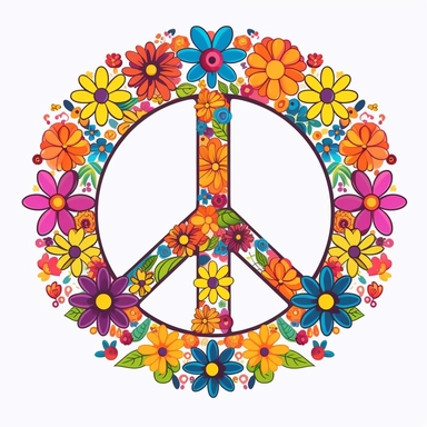 hippie peace retro sign clipart vector png white background