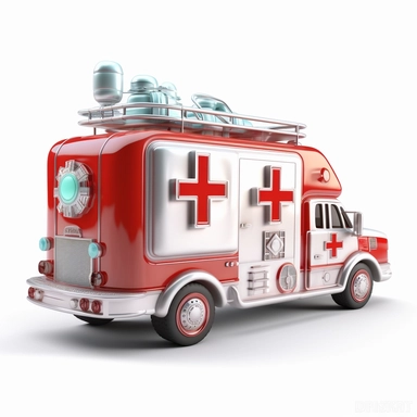 Modern white ambulance, red medical cross, , Steampunk style gears, High detail, metallic colors, isolated on a white background, clipart--s 800