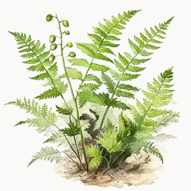 Clipart, vintage, watercolor, Cibotium Glaucum Fern, botanical illustration, hand drawn, texture