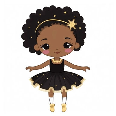 kawaii ballet black girl clip art