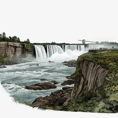 Niagara Falls landscape , 8K quality, ultra detailed clipart, without signature and without meaningless lines, clipart, white background, High Quality clipart, no writting background, no writting
