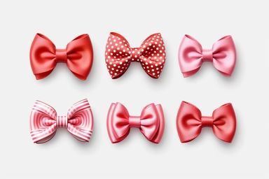 6 cute big individual holiday packaging bows for giftbox isolated on a plain solid background, clipart