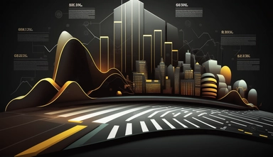 financial quarter report futuristic charts,dark background,q&a section in presentation,clipart,finish,next steps,road