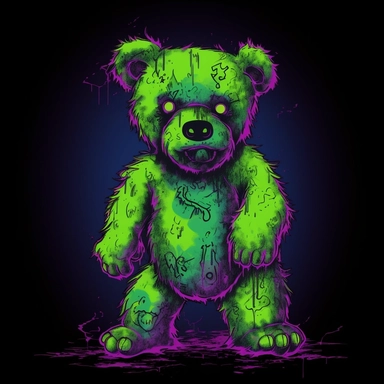 neon zombie teddy bear clip art