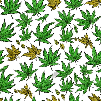 cute marijuana leaf creatures in a cartoon style with thick lines, high detail clean, clipart, on a white background