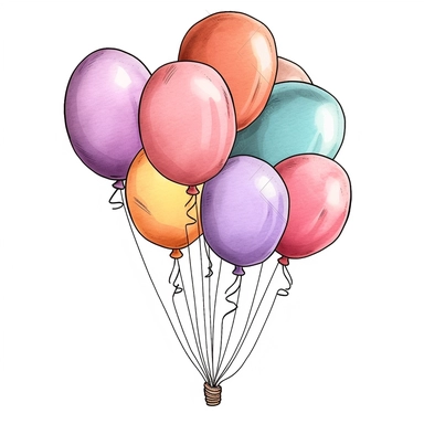 hand drawn pastel balloons clip art