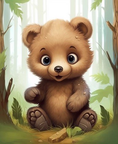 cute, baby woodland bear, clip art, big blue eyes, adorable,