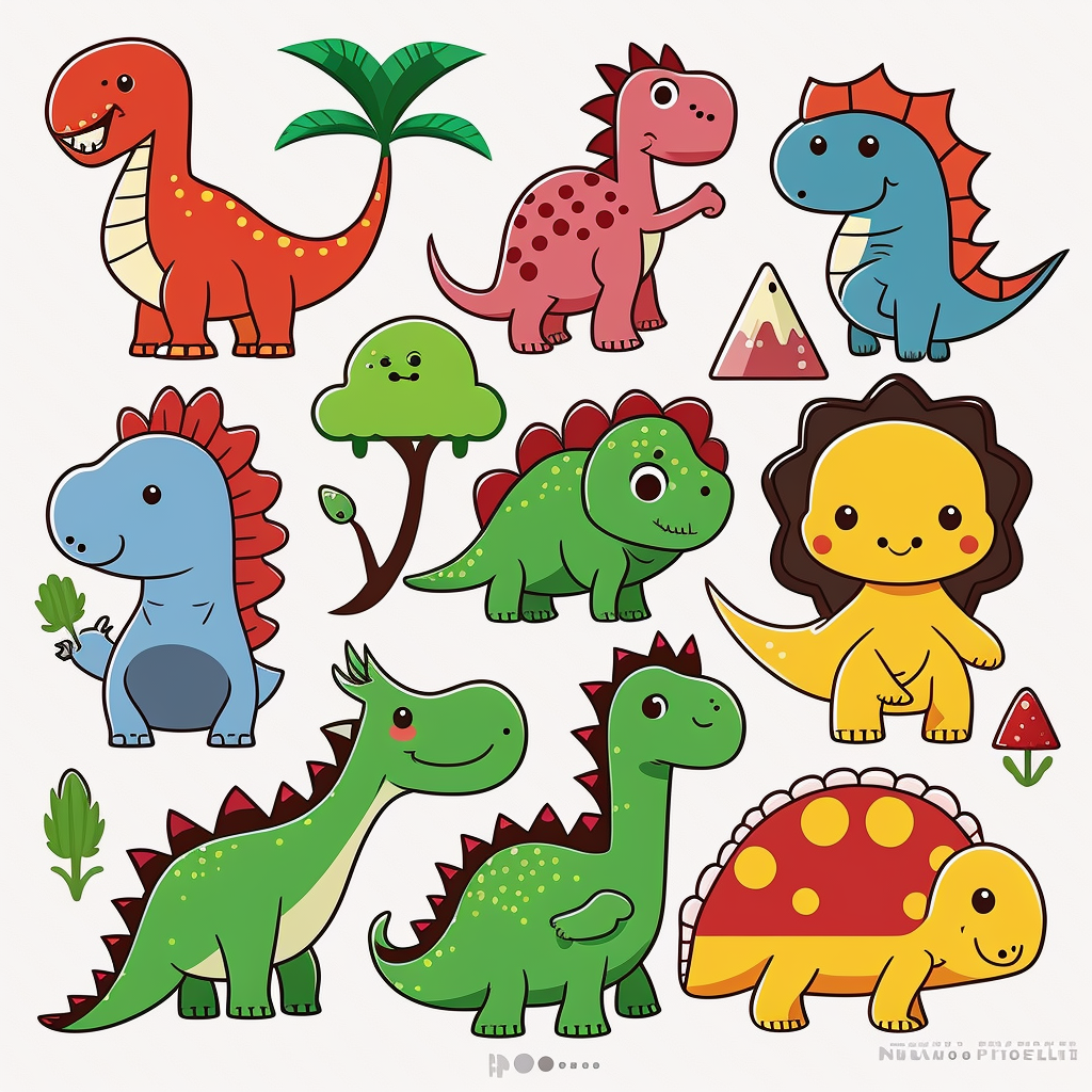 Create a set of 2D dinosaur clipart images featuring Tyrannosaurus Rex ...