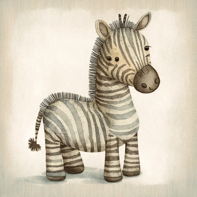A cute baby zebra , jellycat, stylised hand painted textures, stylized digital art, baby zebra, rough paper texture, baby zebra, highly detailed muted colors,watercolor texture, setteidreams colour design, finger blend shading, stippled walls,amazing textured brush strokes, illustrated in whimsical style, childrens book illustration, clipart style, white solid background , no watermark, remove watermark, no text, remove text, no writing, remove writing