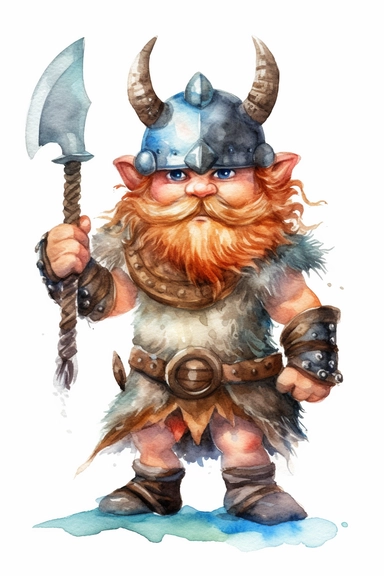 barbarian watercolor clipart cute isolated on white background