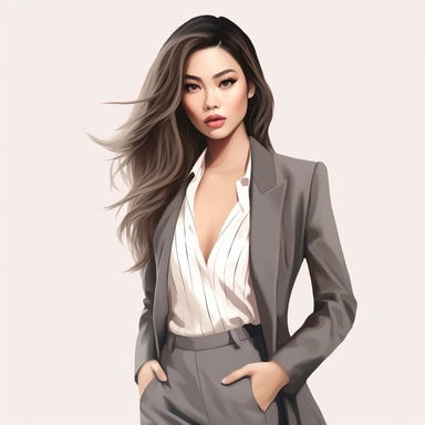 Girl boss clipart, Fashion girl, Business woman, Asian women clipart, beauty boss, Boss Lady, Female Entrepreneur, lash artist, illustration, ultra realistic, full body