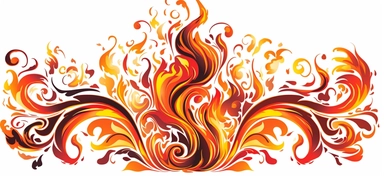 ornate flames, cartoon network style, comic clip art on white background