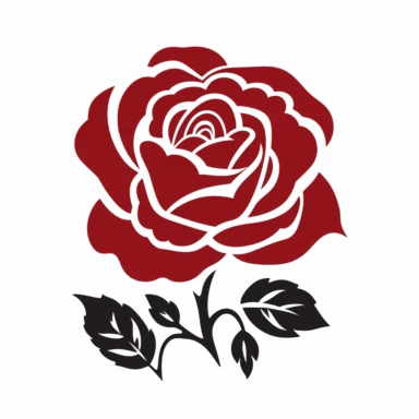 red rose flower silhouette vector flat simple identification symbol white backround white background minimalistic clipart png svg