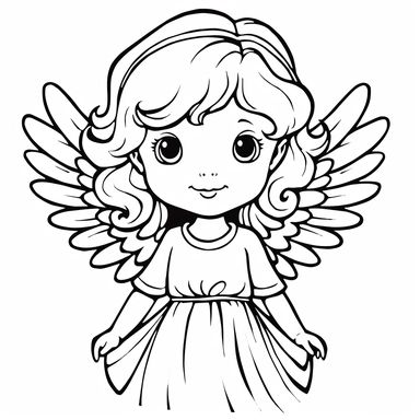 christmas angel simple and crisp coloring pages for kids clipart white background