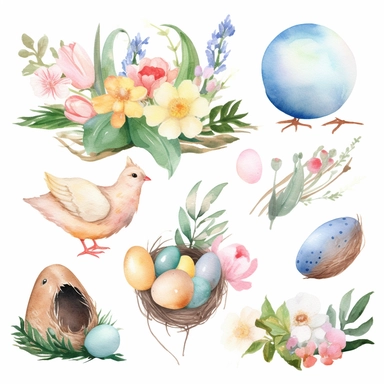 easter watercolor clipart, single design, 8k